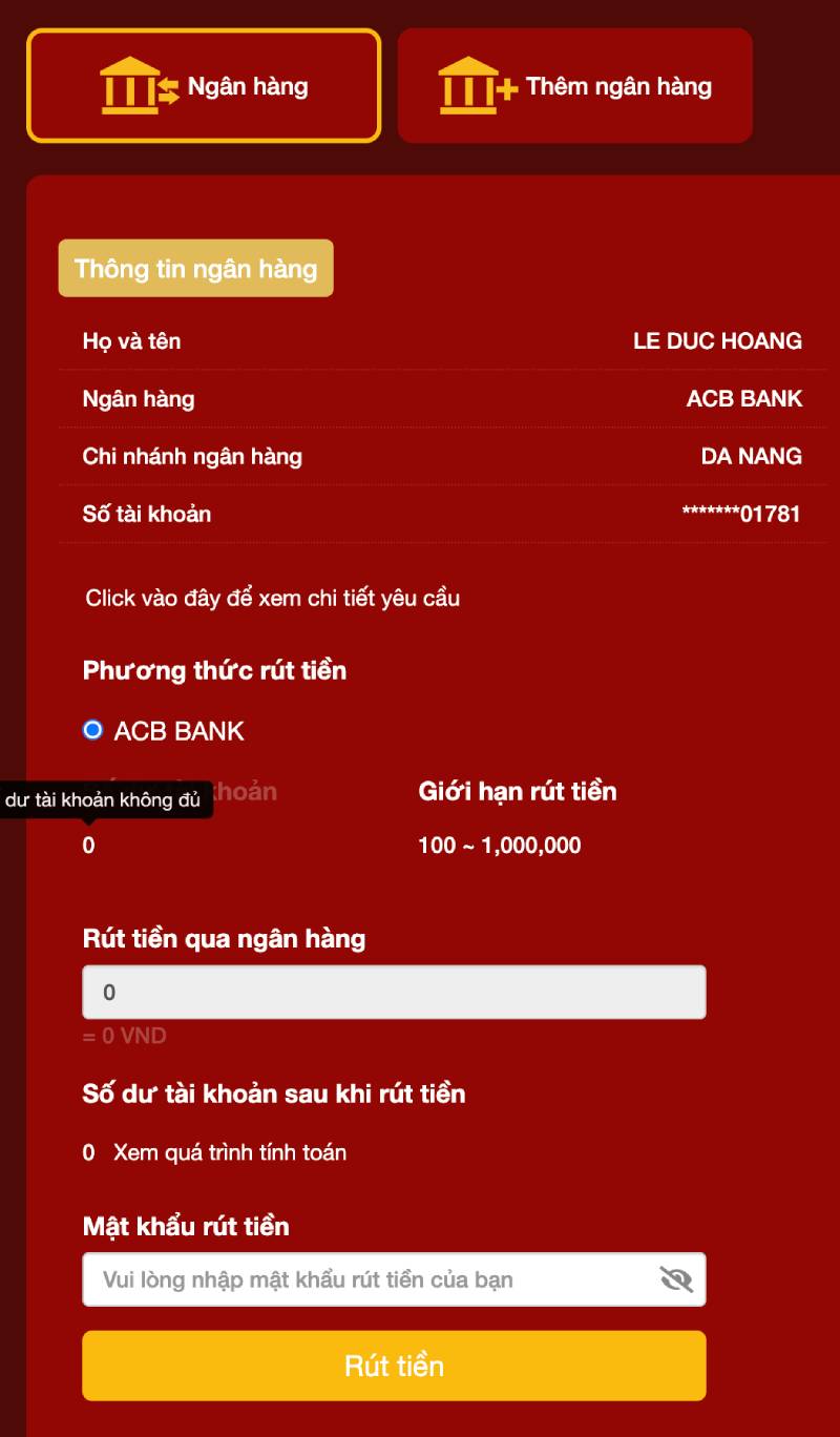 Hướng Dẫn Rút Tiền 98WIN Về Ngay Lập Tức 4 Bước 2: Chọn phương thức rút tiền để tiếp tục